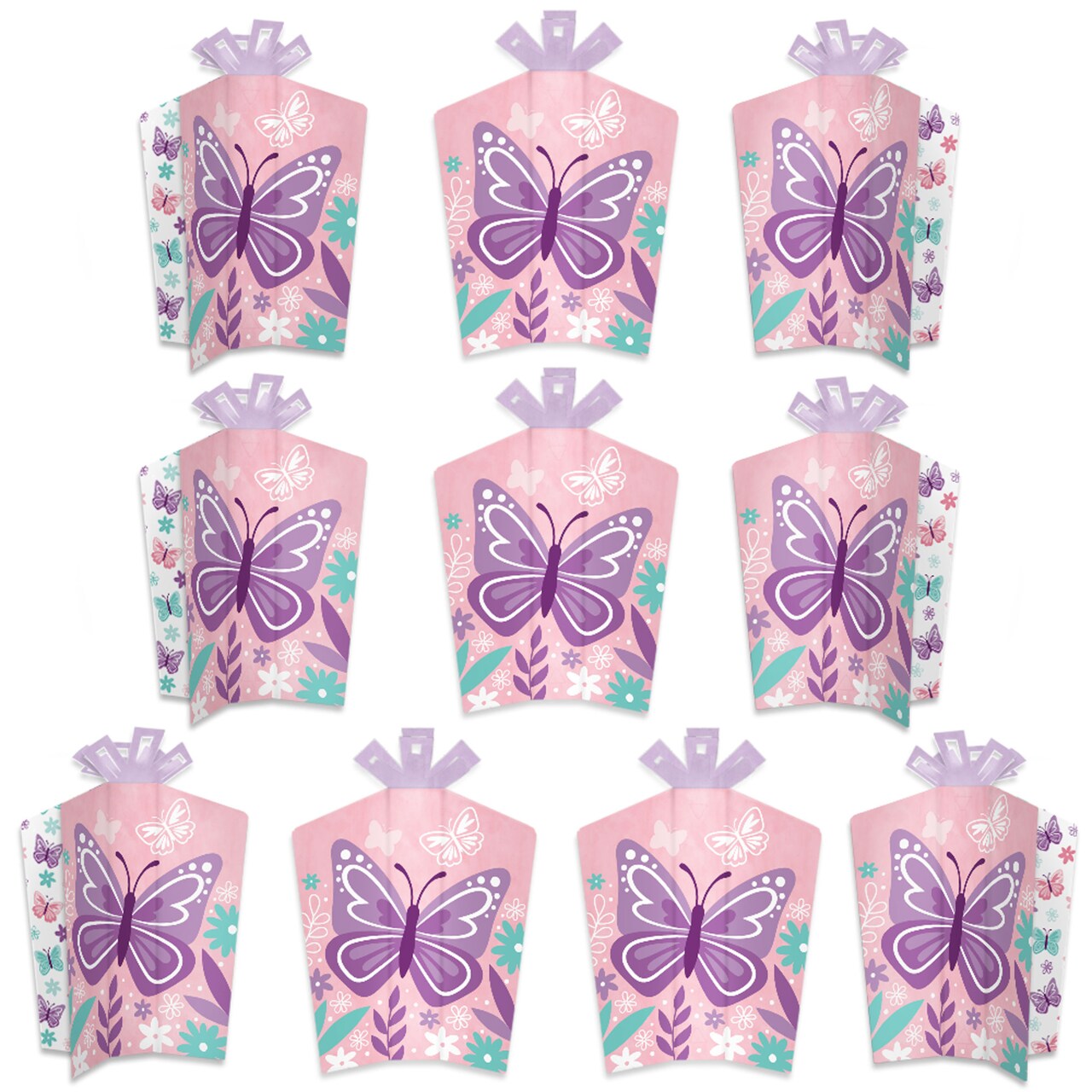 Big Dot of Happiness Beautiful Butterfly - Table Decorations - Floral Baby Shower or Birthday Party Fold and Flare Centerpieces - 10 Count